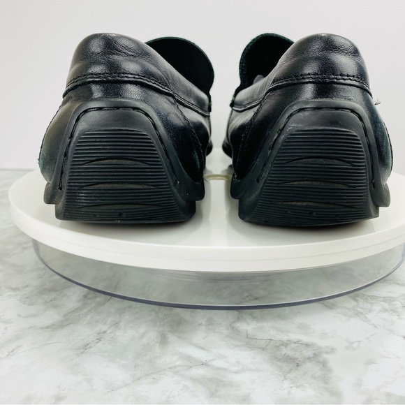 Ecco Black Leather Driving Loafer Mens 47 13 Moc Square Toe Slip On Arch Support - Picture 4 of 8